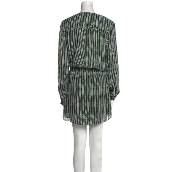 A.L.C. Striped Silk Mini Dress M Green Black - Picture 4 of 13